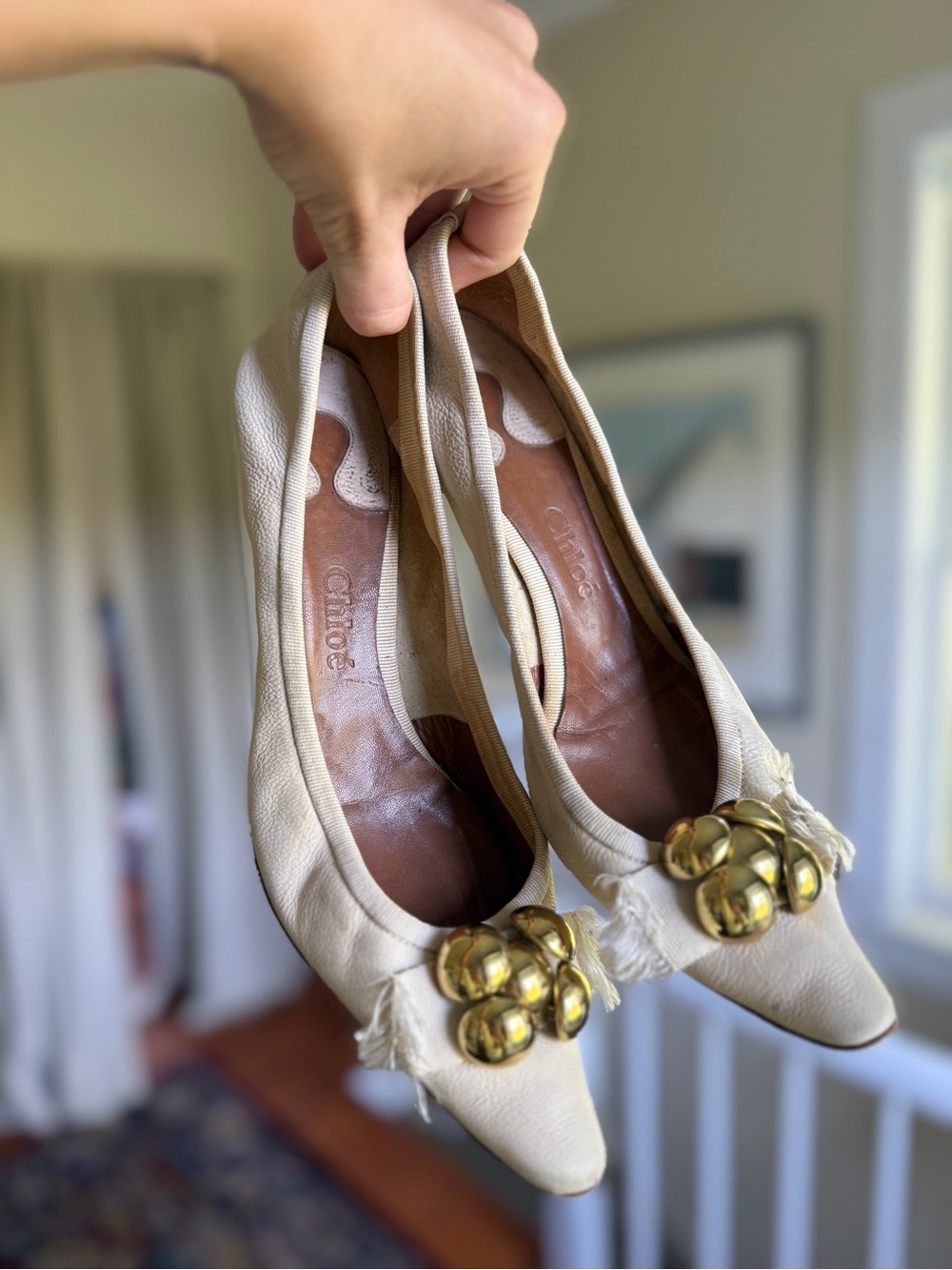 Chloe archive kitten heel leather ecru - Picture 3 of 9